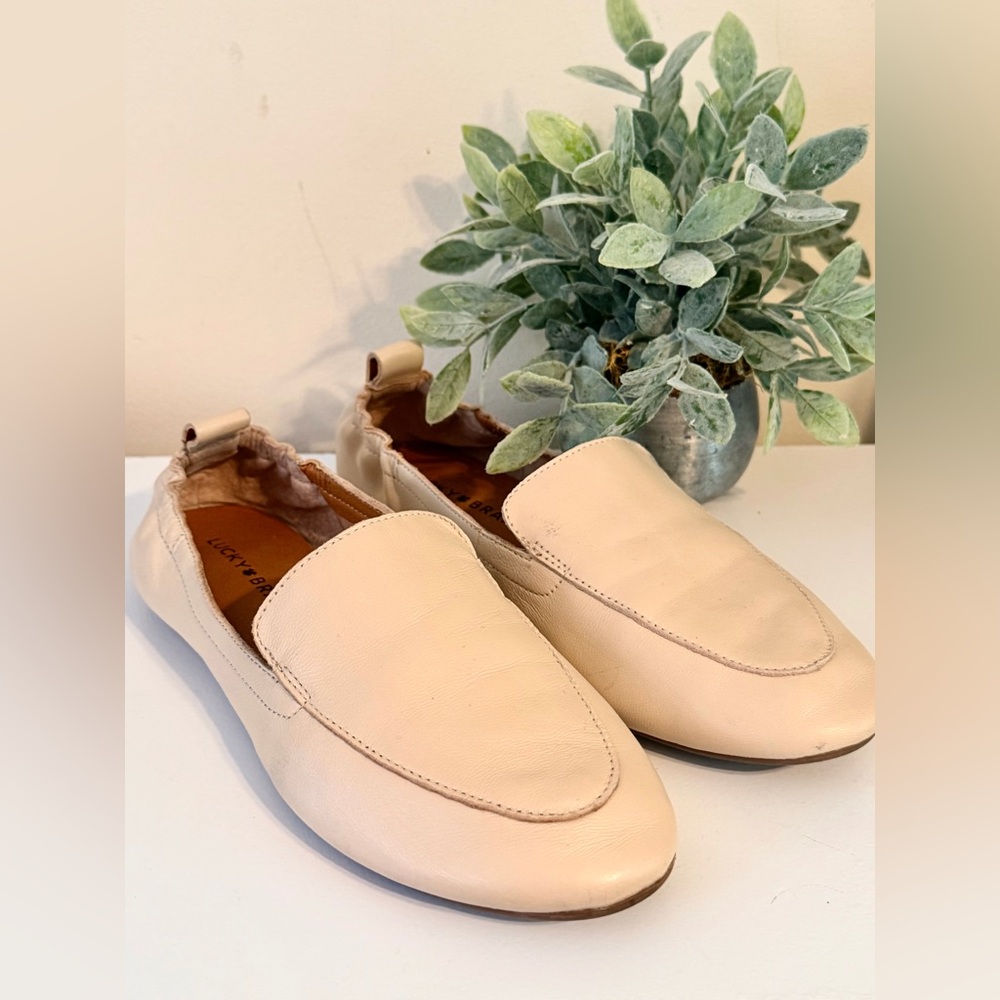 Lucky Brand Leather Loafers Morissie Comfort Stretch Back Size 6.5